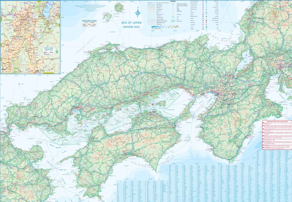 Osaka & Western Japan Travel & Reference Map by ITMB - Western Japan Map