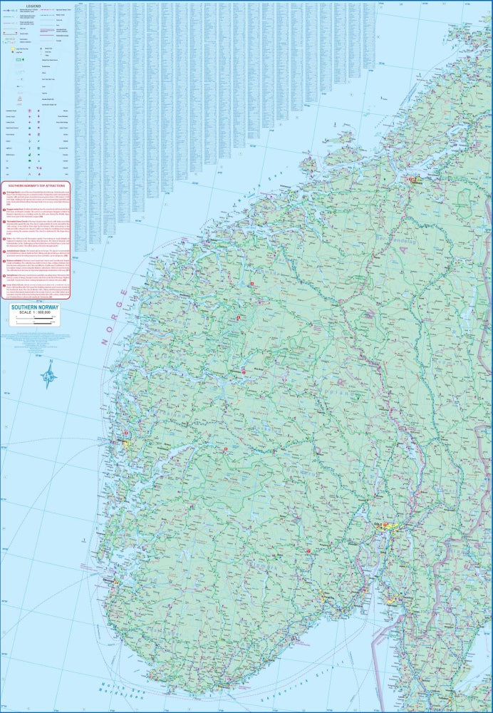 Oslo / Bergen & Norway South Travel & Reference Map by ITMB - Southern Norway Map
