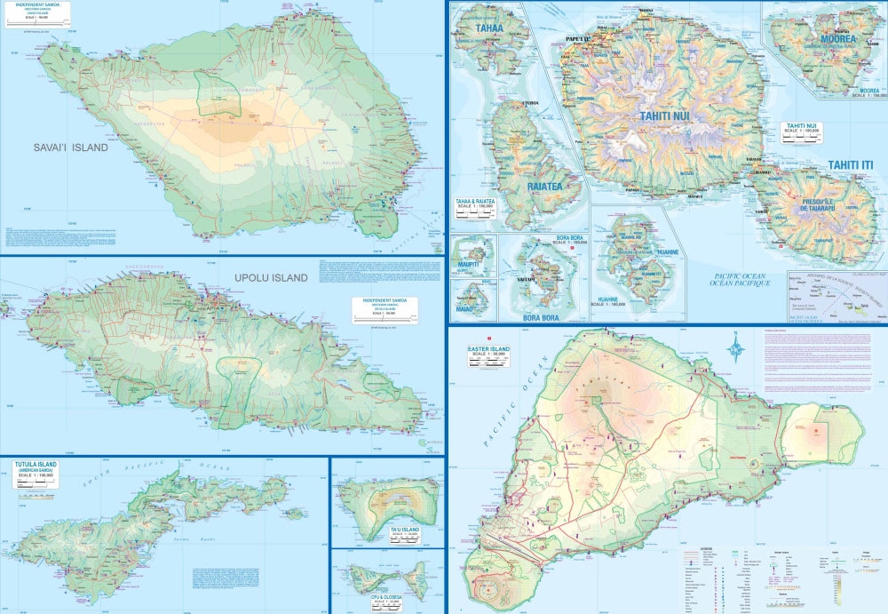 Polynesian Islands Travel & Reference Map by ITMB - Island Map Insets