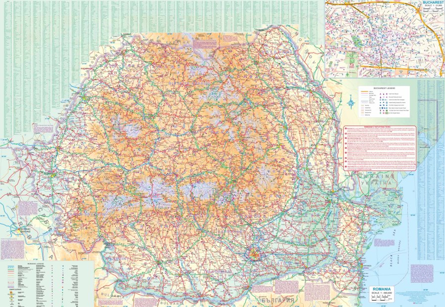 Romania & Moldova Travel & Reference Map by ITMB - Romania Map