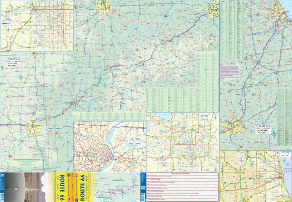 Route 66 Travel & Reference Map by ITMB - Eastern Map