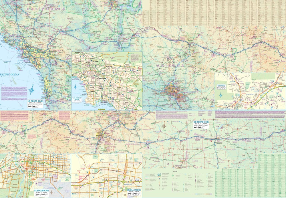 Route 66 Travel & Reference Map by ITMB - Western Map