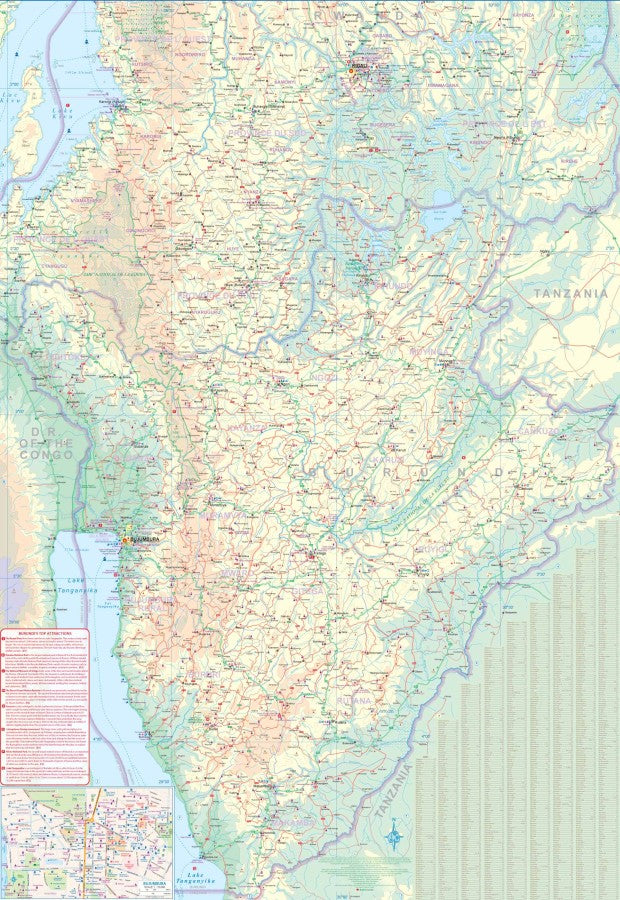 Rwanda & Burundi Travel & Reference Map by ITMB - Burundi Map