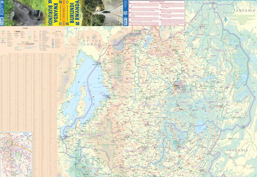 Rwanda & Burundi Travel & Reference Map by ITMB - Rwanda Map