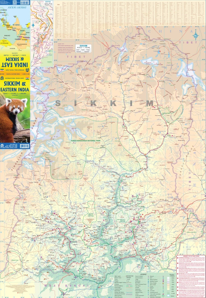 Sikkim & Eastern India Travel & Reference Map by ITMB - Sikkim Map
