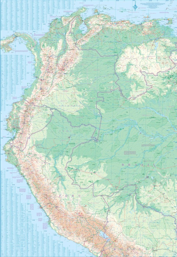 South America (North) Travel & Reference Map by ITMB - West Map