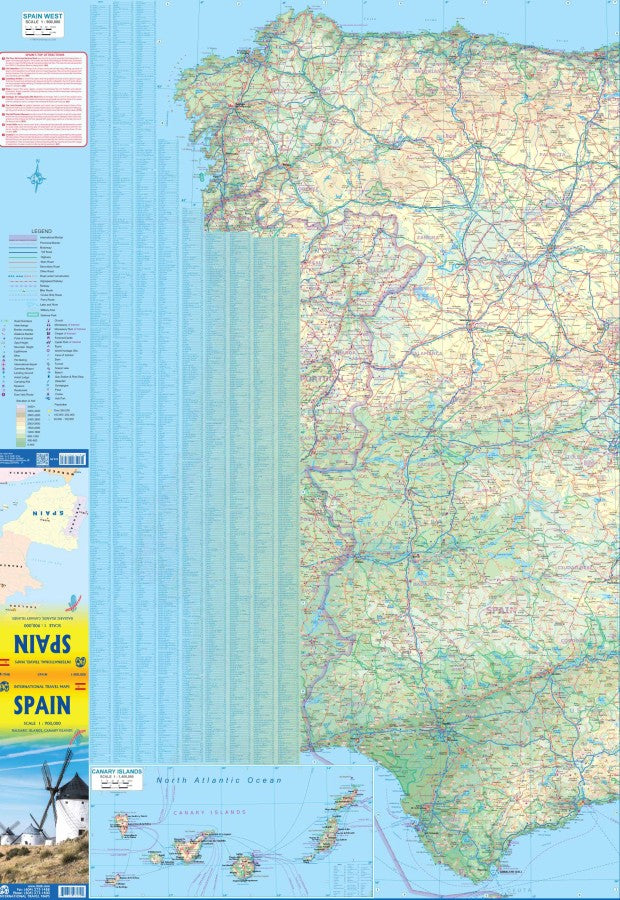 Spain Travel & Reference Map by ITMB - Western Map