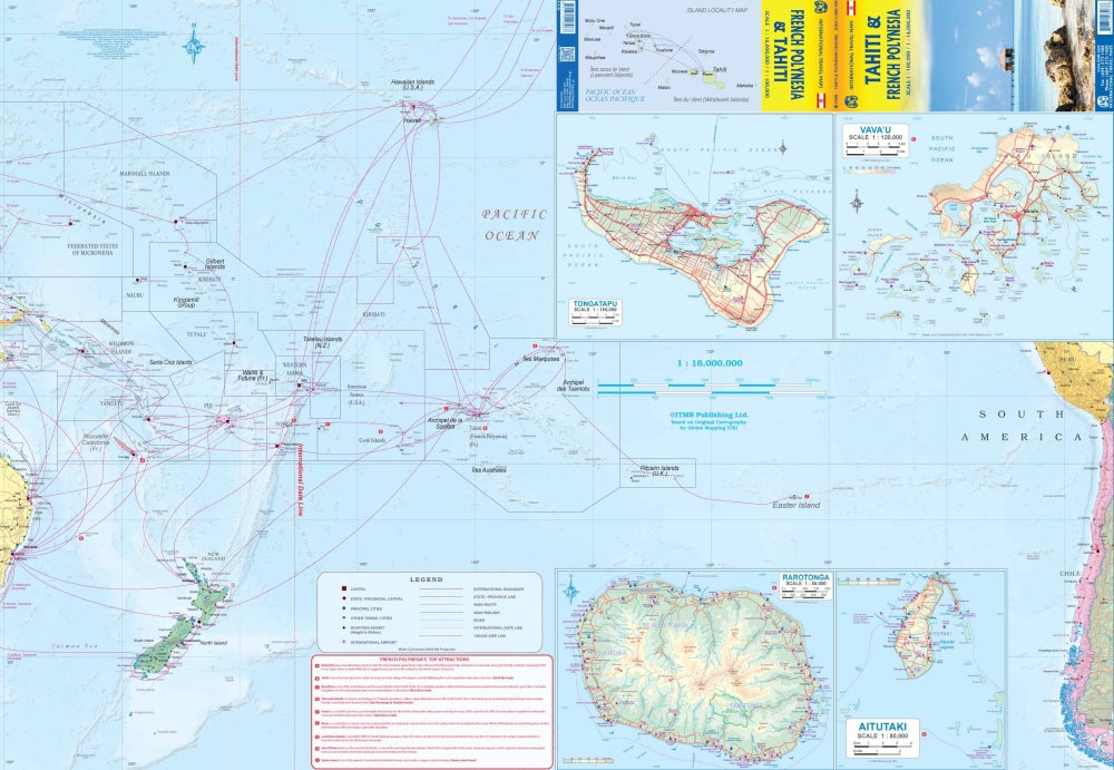 Tahiti & French Polynesia Travel & Reference Map by ITMB - Polynesia Area Map