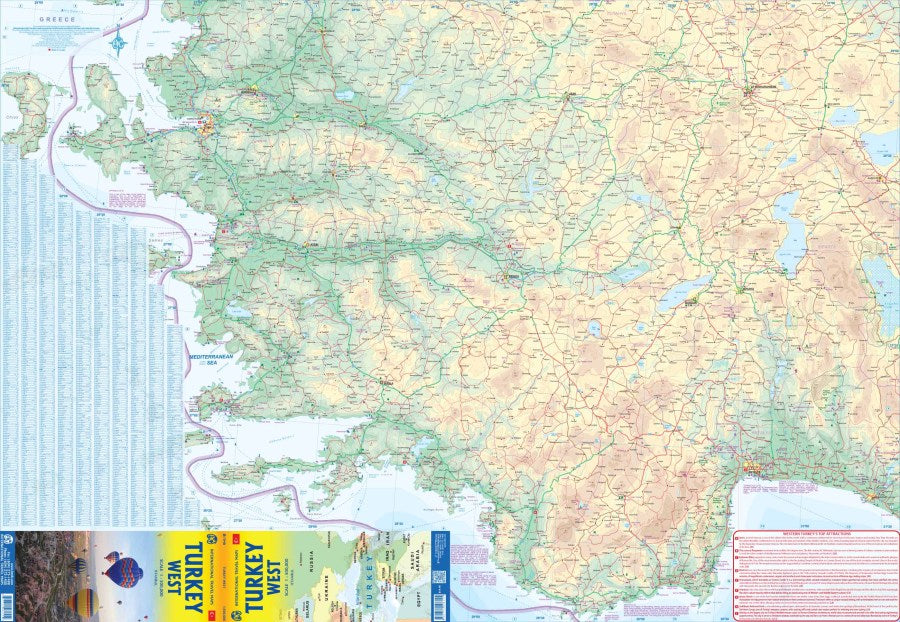 Turkey (West) Travel & Reference Map by ITMB - South Coverage