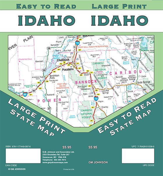 Idaho Large Print Road Map