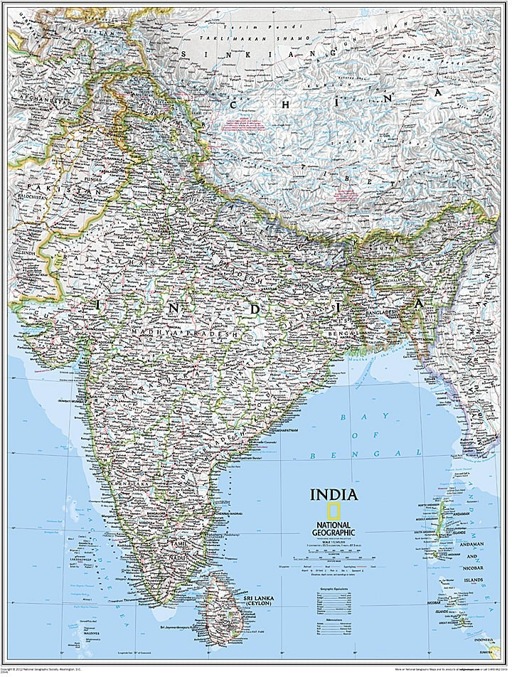 India Wall Map by National Geographic