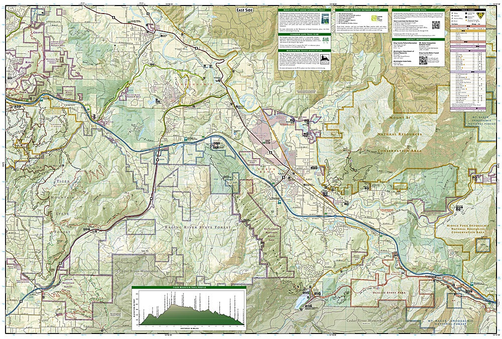Issaquah Alps & Mount Si Trails Illustrated Topographic Map #824 - East Map