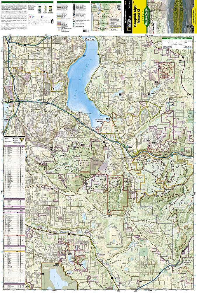 Issaquah Alps & Mount Si Trails Illustrated Topographic Map #824 - West Map