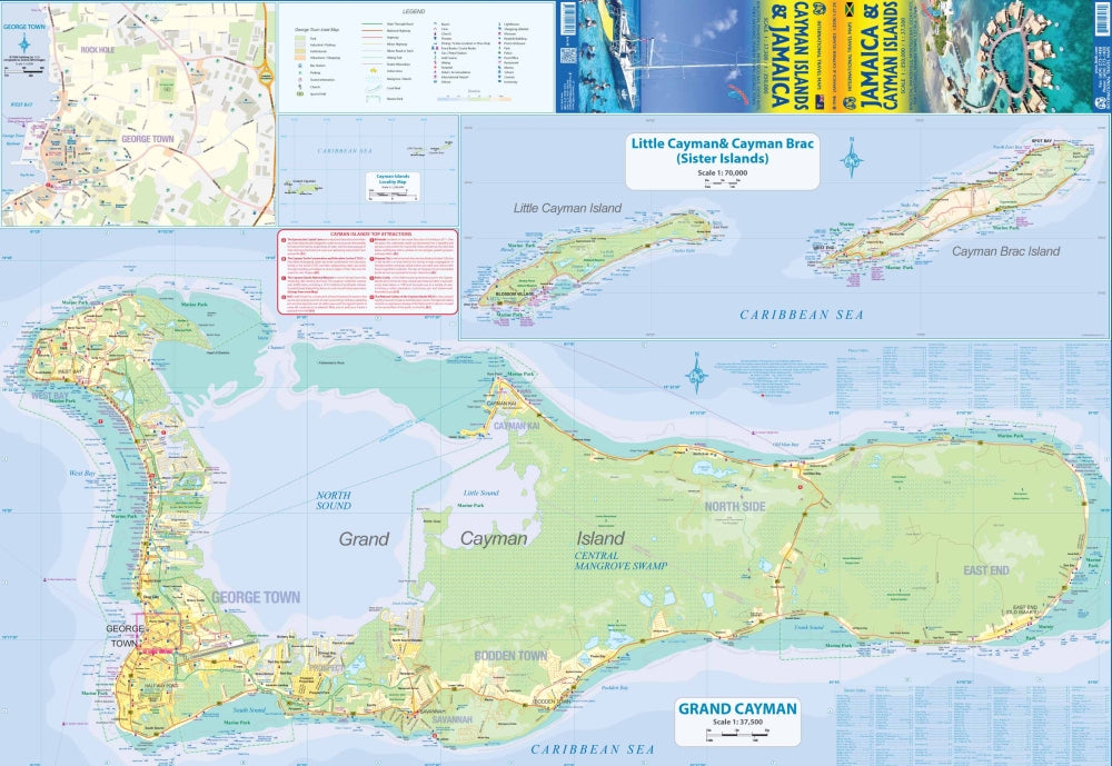 Jamaica & Cayman Islands Travel & Reference Map by ITMB - Map Detail - Cayman Islands