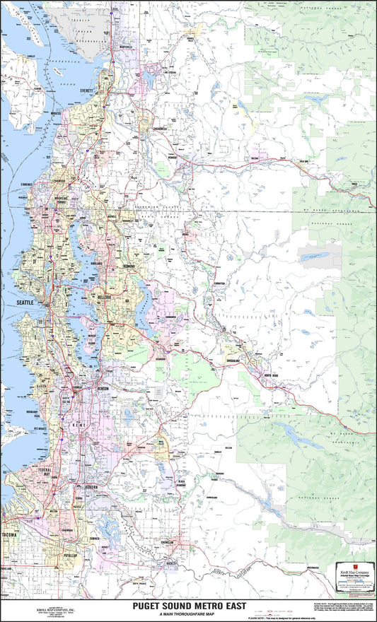 Puget Sound East Arterial Wall Map by Kroll Map Company