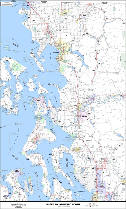 Puget Sound North Arterial Wall Map by Kroll Map Company