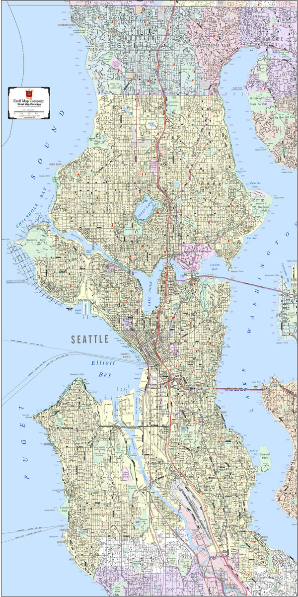 Seattle Detailed Street Map - Large Wall Map – Metsker Maps
