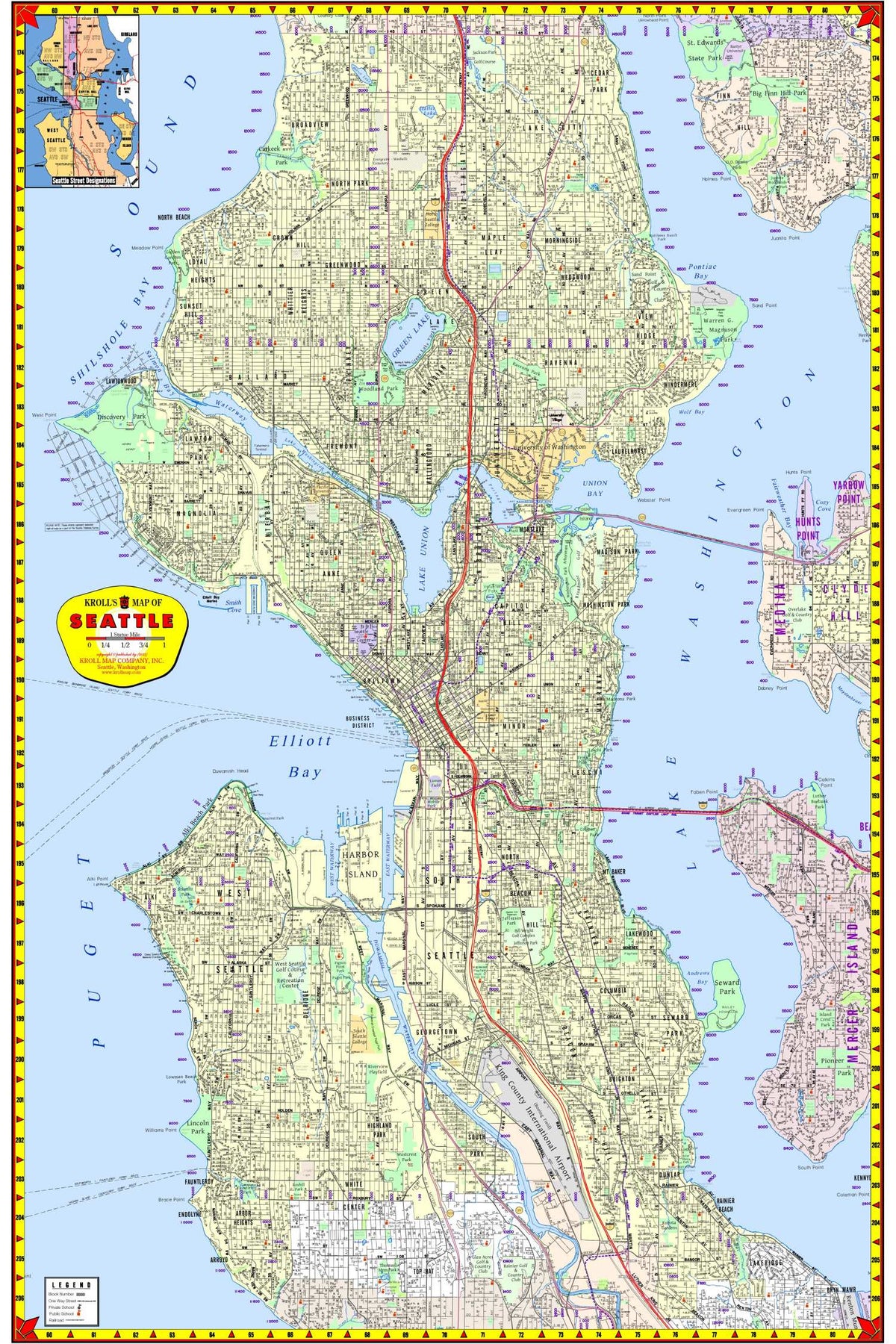 Seattle Mapguide Seattle City Street Wall Map – Metsker Maps