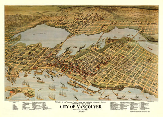 Vancouver, BC 1898 Antique Map Reproduction
