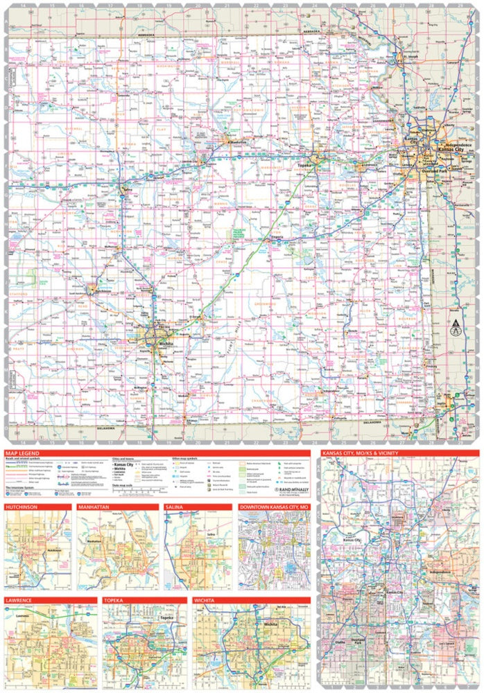 Kansas State Highway Folded Map by Rand McNally (Easy to Read) - East Map