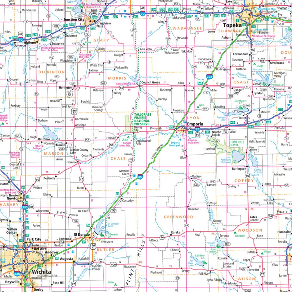 Kansas State Highway Folded Map by Rand McNally (Easy to Read) - Map Detail