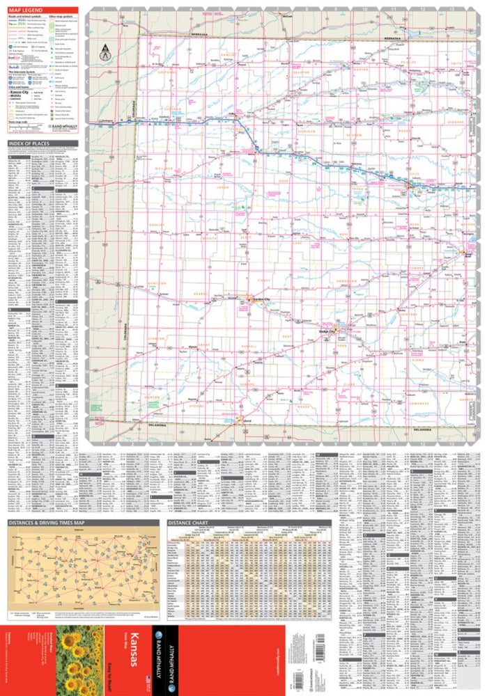 Kansas State Highway Folded Map by Rand McNally (Easy to Read) - West Map