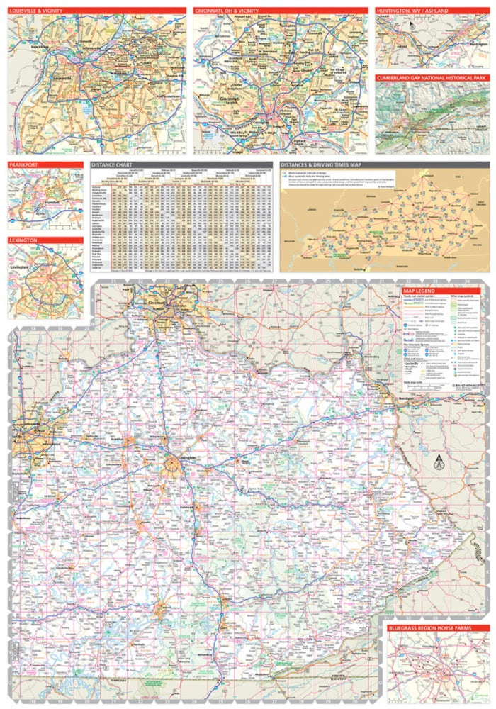 Kentucky State Highway Folded Map by Rand McNally (Easy to Read) - East Map