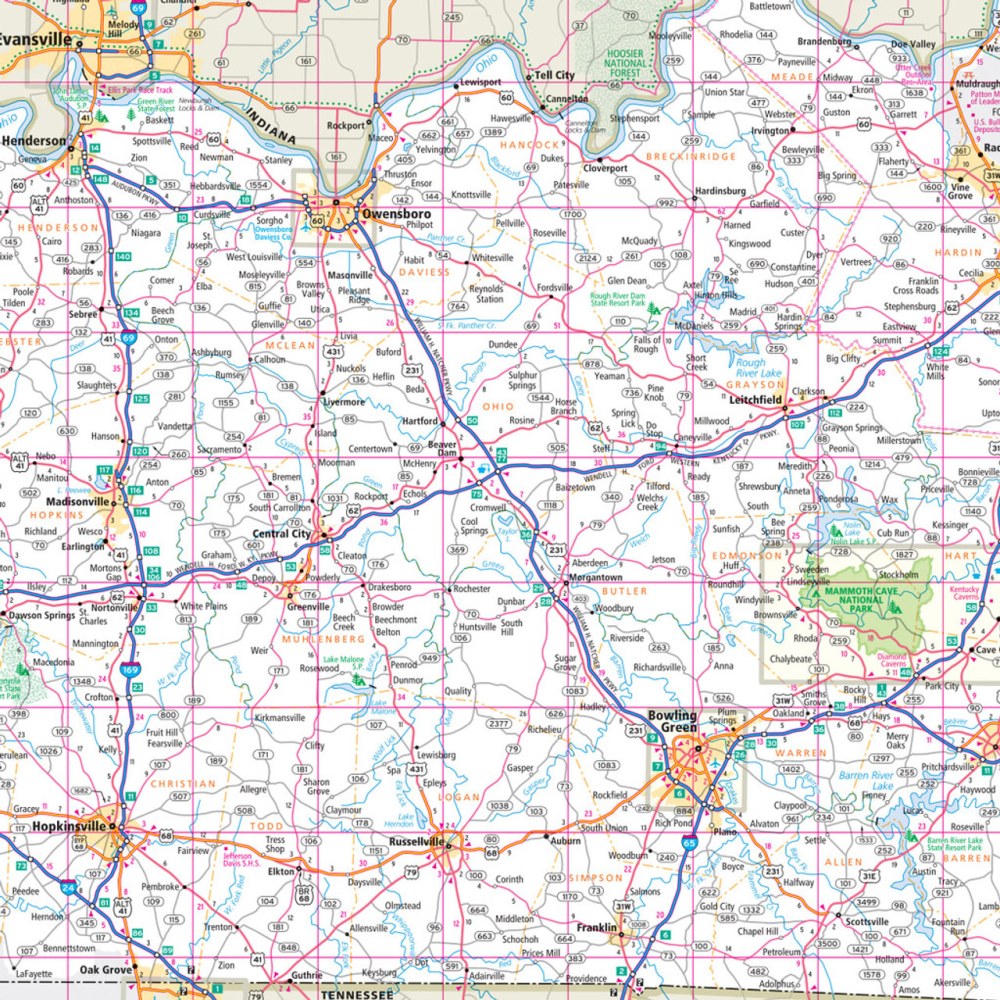 Kentucky State Highway Folded Map by Rand McNally (Easy to Read) - Map Detail