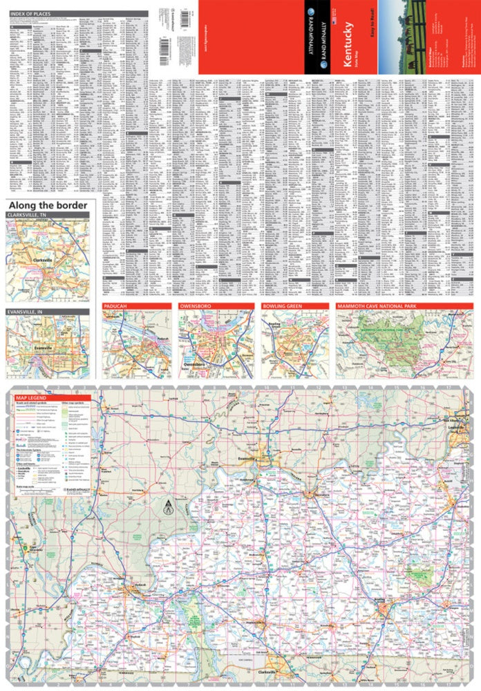 Kentucky State Highway Folded Map by Rand McNally (Easy to Read) - West Map