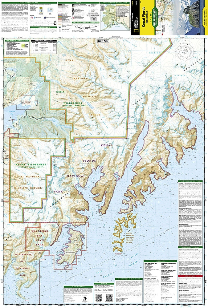 Kenai Fjords National Park Trails Illustrated Topographic Map #231 - Map Detail, West side
