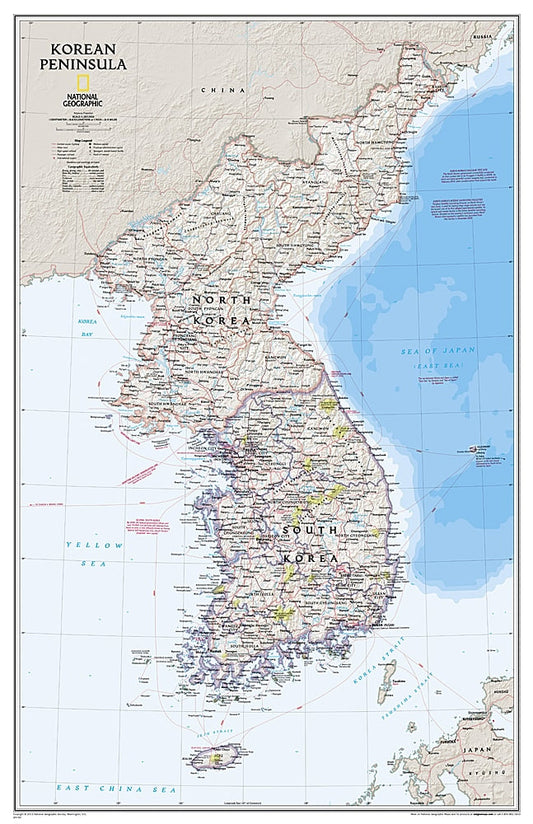 Korean Peninsula Wall Map by National Geographic
