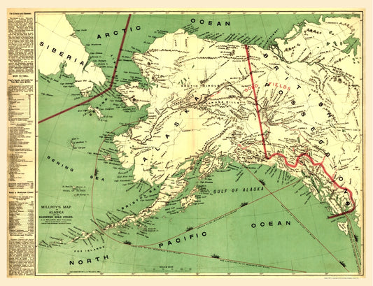 Antique Map of Alaska 1897 - Klondyke Gold Fields