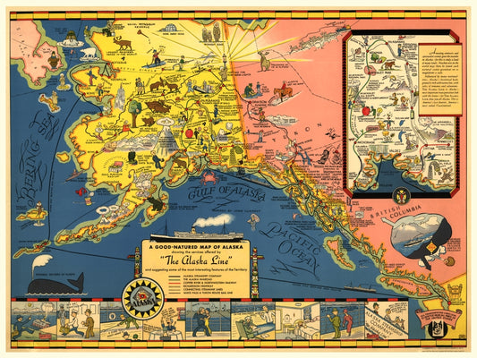 Antique Map of Alaska 1934