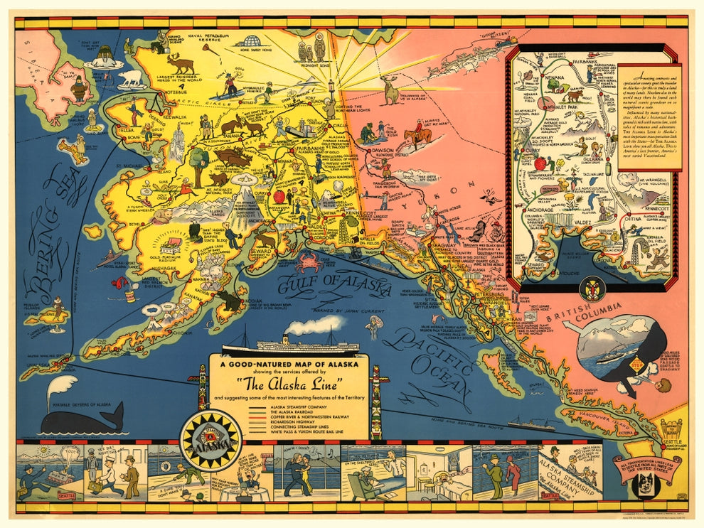 Alaska 1934 Antique Map Reproduction – Metsker Maps
