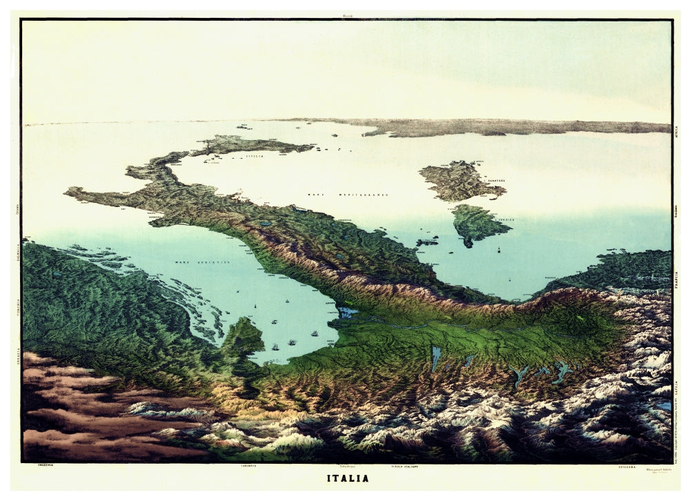 Italy 1800's Antique Map Reproduction