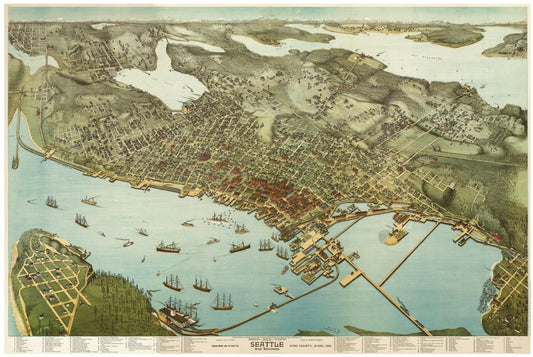 Antique Map of Seattle, WA 1891