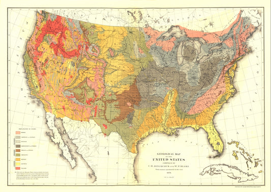 1870 United States Antique Geologic Map Reproduction