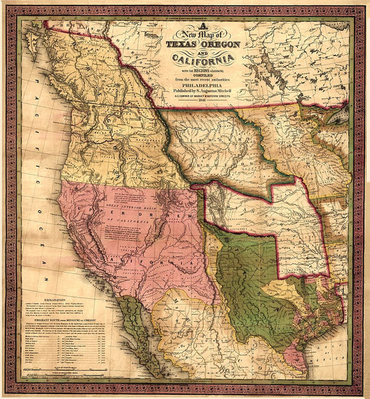 1846 Western United States Antique Map Reproduction