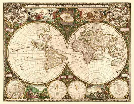 1660 World Map Antique Reproduction
