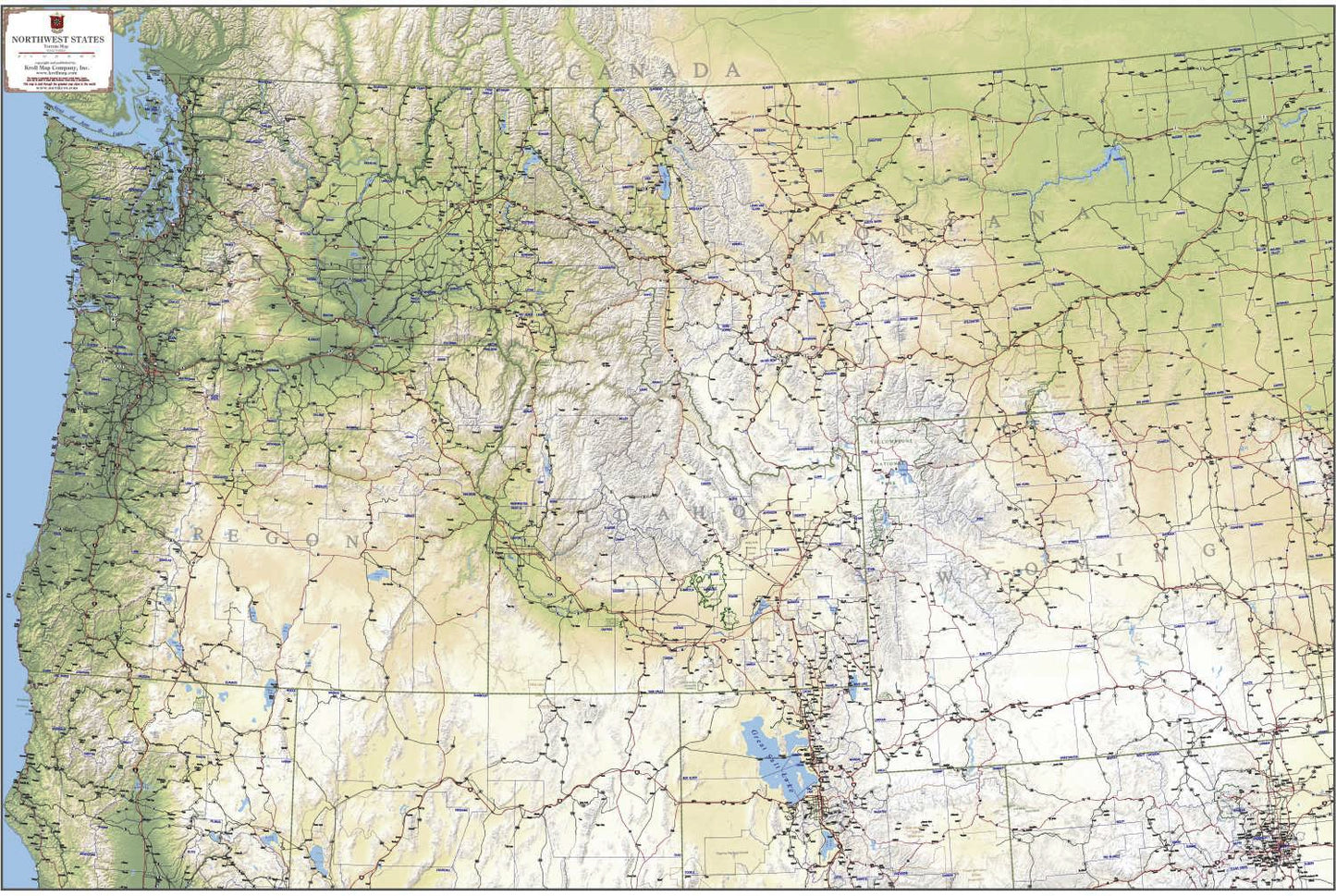 Pacific Northwest States Terrain Map
