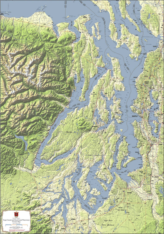 Puget Sound & Hood Canal Terrain Map
