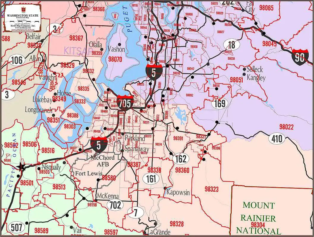 Washington State Zip Code Map – Metsker Maps