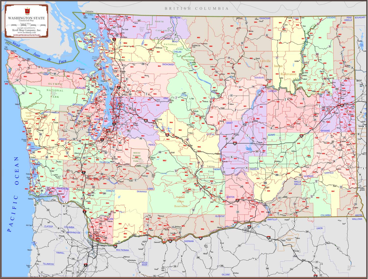 Washington State Zip Code Map – Metsker Maps