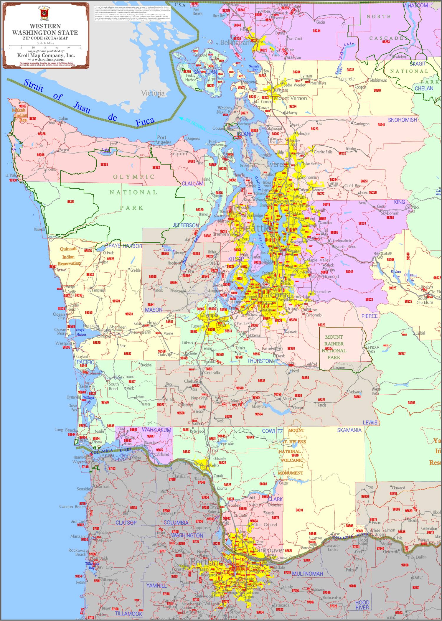 Western Washington Zip Code Map – Metsker Maps