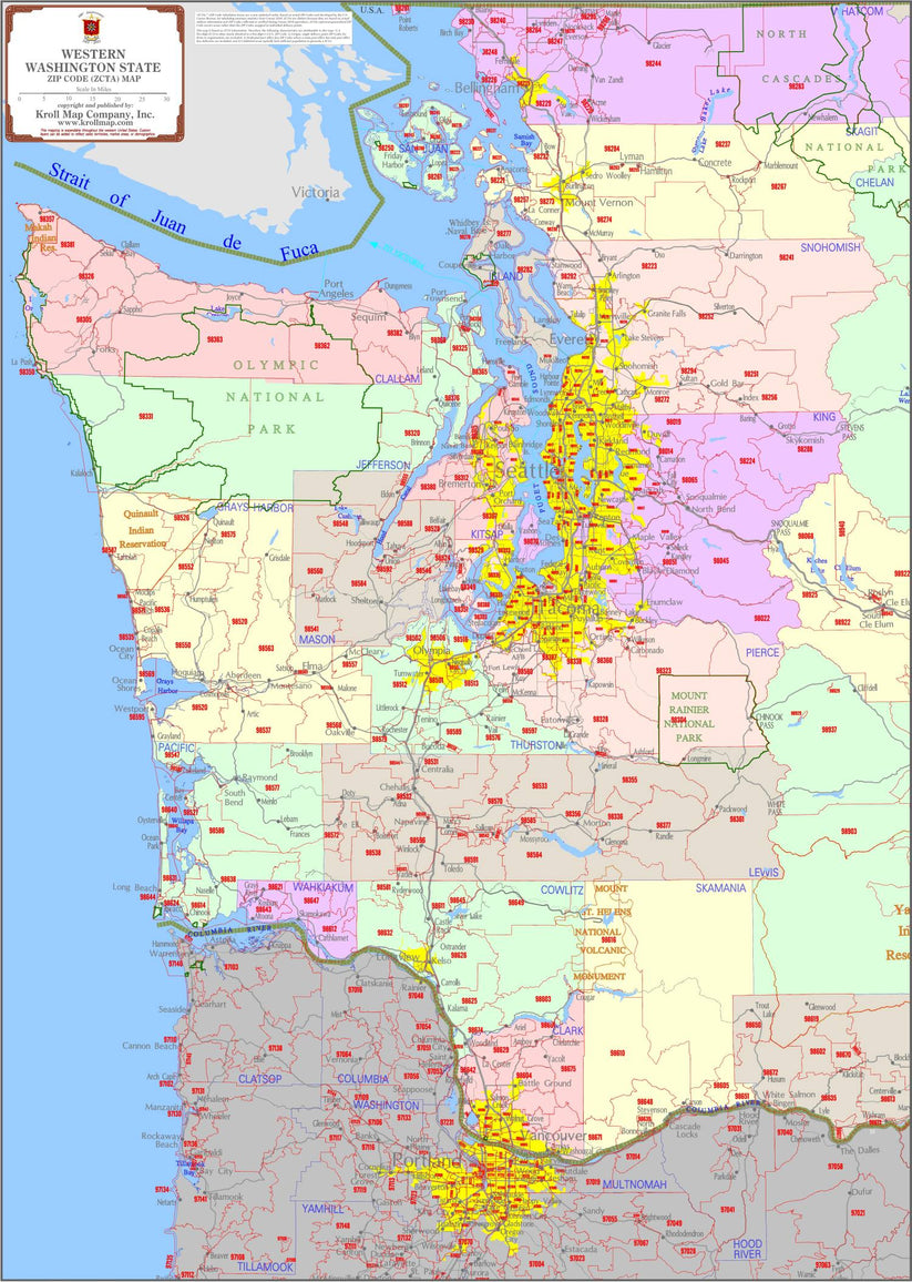 Western Washington Zip Code Map – Metsker Maps