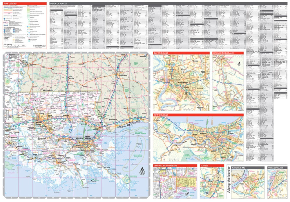 Louisiana State Highway Folded Map by Rand McNally (Easy to Read) - South Map