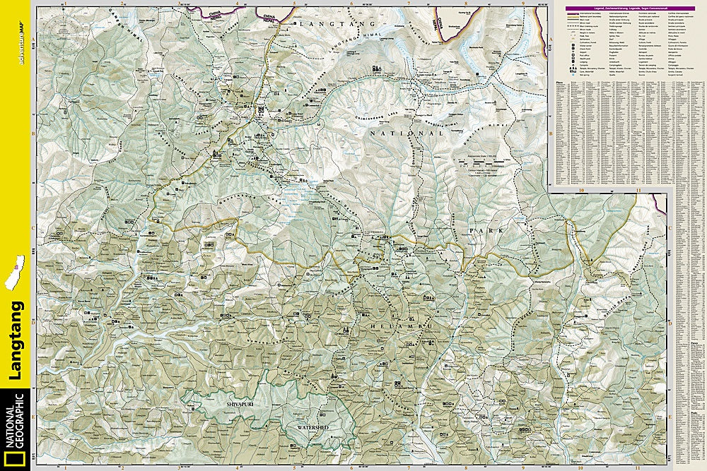 Langtang (Nepal) Adventure Travel Map by National Geographic - Map Detail