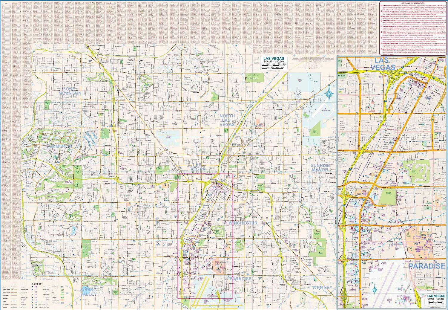 Las Vegas & Region Travel & Reference Map by ITMB - City Map