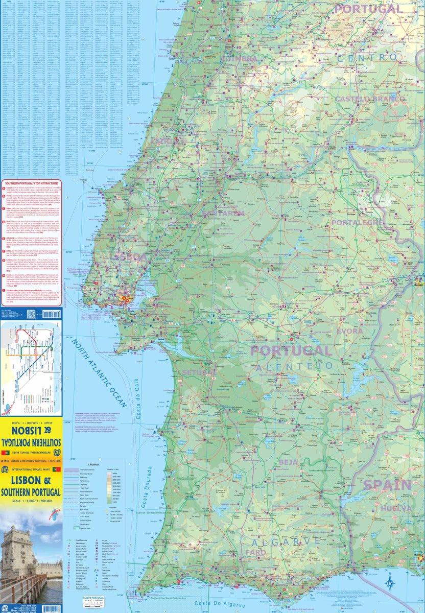 Lisbon & Southern Portugal Travel & Reference Map by ITMB - Portugal Map