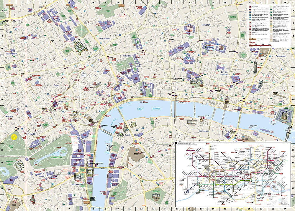 London City Destination Map & Travel Guide by National Geographic - Map Detail